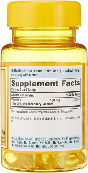 Puritans Pride Vitamin E-180 mg (400 IU) 50 Softgels