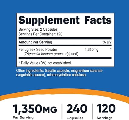 NUTRICOST FENUGREEK SEED 1350 MG 240 CAPSULES - Hi Vitamins