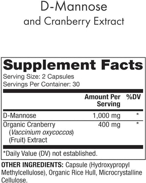 DR MERCOLA® D-MANOSSE AND CRANBERRY EXTRACT 60 CAPSULES