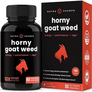 NUTRA CHAMPS • HORNY GOAT WEED 100 MG 10X STRENGHT 60 CAPSULES