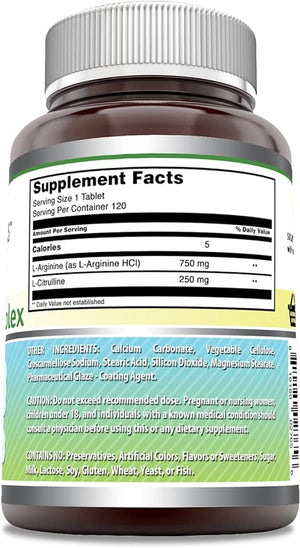 AMAZING FORMULAS L-ARGININE L-CITRULLINE 1000 MG 120 TABLETS