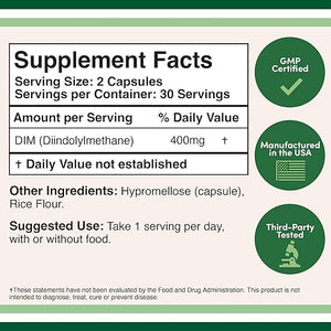 DOUBLE WOOD DIM (DIINDOLYLMETHANE) 400MG 60 CAPSULES