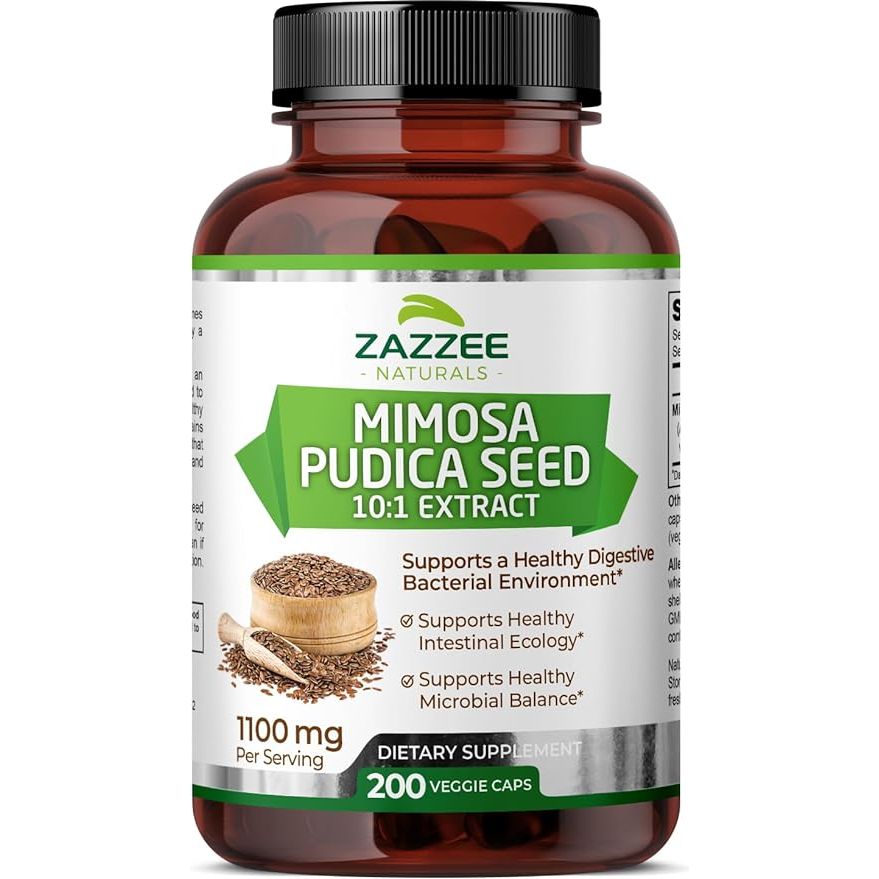 Zazzee Naturals Semilla de Mimosa Pudica 1100mg 200 Cápsulas - Hi Vitamins