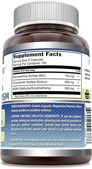 AMAZING NUTRITION GLUCOSAMINE CHONDROITIN MSM 240 CAPSULES