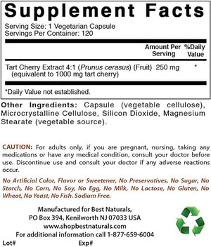 BEST NATURALS TART CHERRY1000 MG 120  CAPSULAS