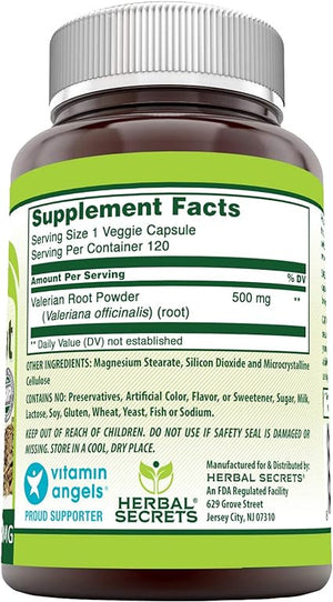 HERBAL SECRETS® VALERIAN ROOT 500MG 120 CAPSULES