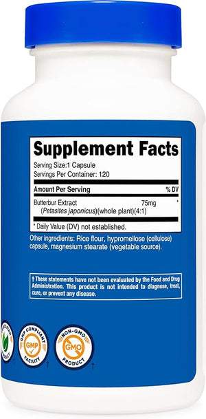 NUTRICOST® BUTTERBUR EXTRACT 75MG 120 CAPSULES