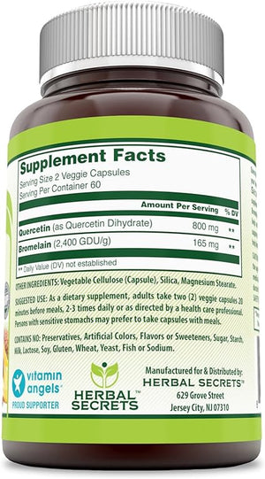 HERBAL SECRETS® QUERCETIN WITH BROMELAIN 120 CAPSULES