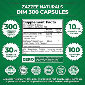 ZAZZEE NATURALS • EXTRA STRENGHT DIM 300 MG 100 CAPSULES