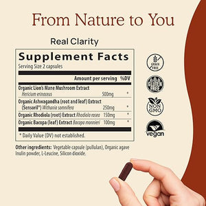 REAL MUSHROOMS™ REAL CLARITY MUSHROOMS + HERBS 60 CAPSULES