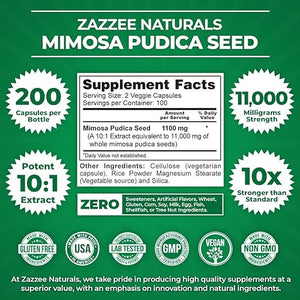 ZAZZEE NATURALS • MIMOSA PUDICA SEED 1100MG 150 CAPSULES