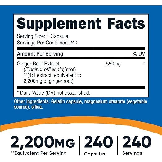 Nutricost Extracto de Raíz de Jengibre 2200 Mg 240 Cápsulas - Hi Vitamins