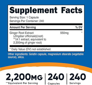 NUTRICOST GINGER ROOT EXTRACT 2200 MG 240 CAPSULES