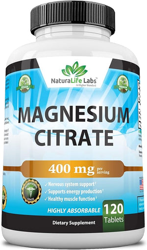 NATURALIFE LABS MAGNESIUM CITRATE 400 MG 120 TABLETS