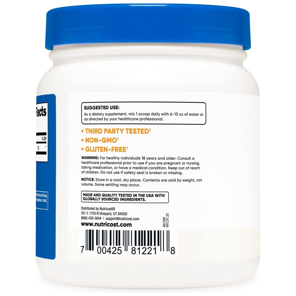 Nutricost L - Glutamine Unflavored 500 G 17.6 Oz - Hi Vitamins