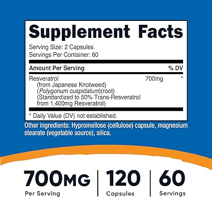 Nutricost® Resveratrol 700 Mg 120 Cápsulas - Hi Vitamins