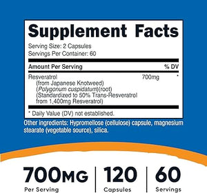 NUTRICOST® RESVERATROL 700 MG 120 CAPSULES