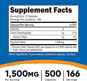 NUTRICOST® PSYLLIUM HUSK 1500 MG 500 CAPSULES