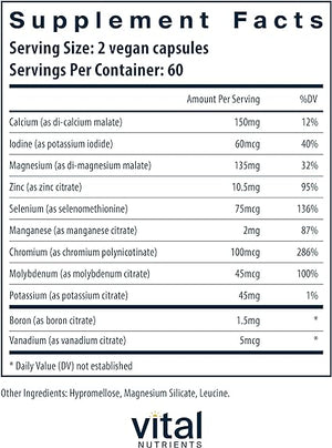 VITAL NUTRIENTS • MULTI-MINERALS (NO COPPER Y IRON) 120 CAPSULES