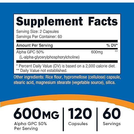 Nutricost® Alpha GPC 600mg 120 Cápsulas - Hi Vitamins