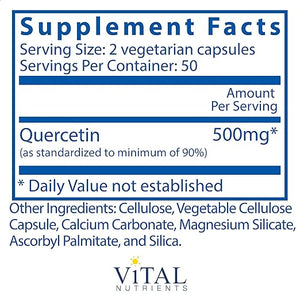 VITAL NUTRIENTS • QUERCETIN 250MG 100 CAPSULES