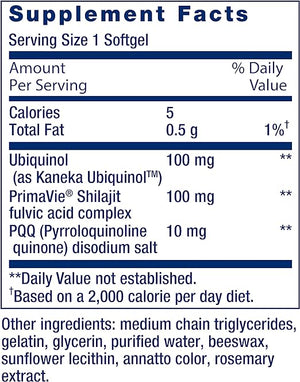 LIFE EXTENSION SUPER UBIQUINOL COQ10 WITH PQQ 100MG 30 SOFTGELS