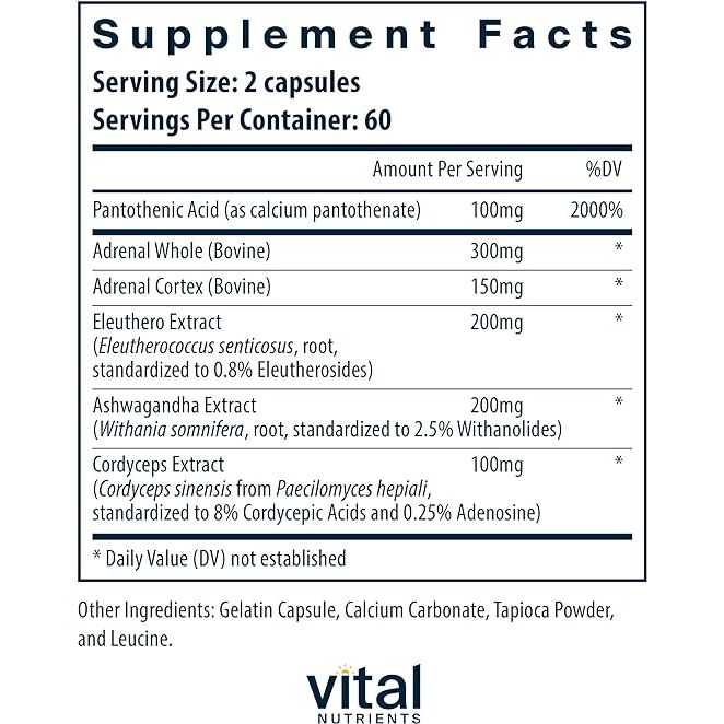 Vital Nutrients Adrenal Support 120 Capsules