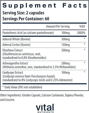 VITAL NUTRIENTS • ADRENAL SUPPORT 120 CAPSULES