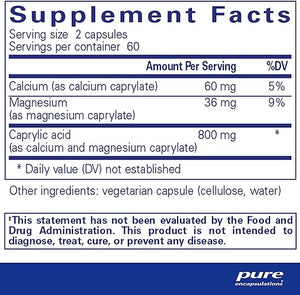 PURE ENCAPSULATIONS CAPRYLIC ACID 120 CÁPSULAS