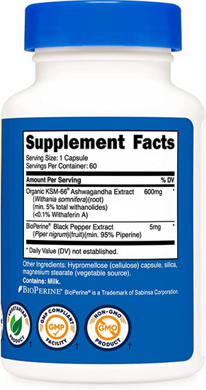 Nutricost KSM66 600 mg 60 Capsules