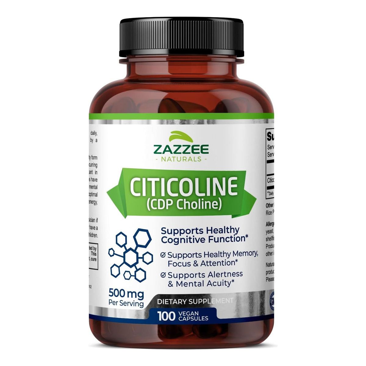 Zazzee Naturals Citicoline (Cdp Choline) 500 mg 100 Cápsulas - Hi Vitamins