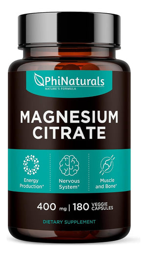 Phi Naturals Magnesium Citrate 400 Mg Magnesium 180 Caps