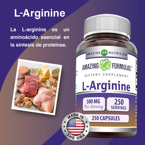 AMAZING FORMULAS L-ARGININE 500 MG 250 CAPSULES