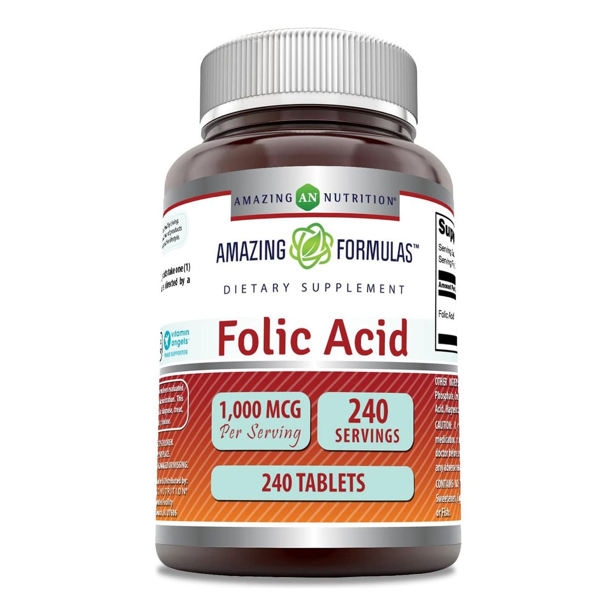 Amazing Nutrition® Ácido Fólico 1,000 Mcg 240 Tabletas - Hi Vitamins