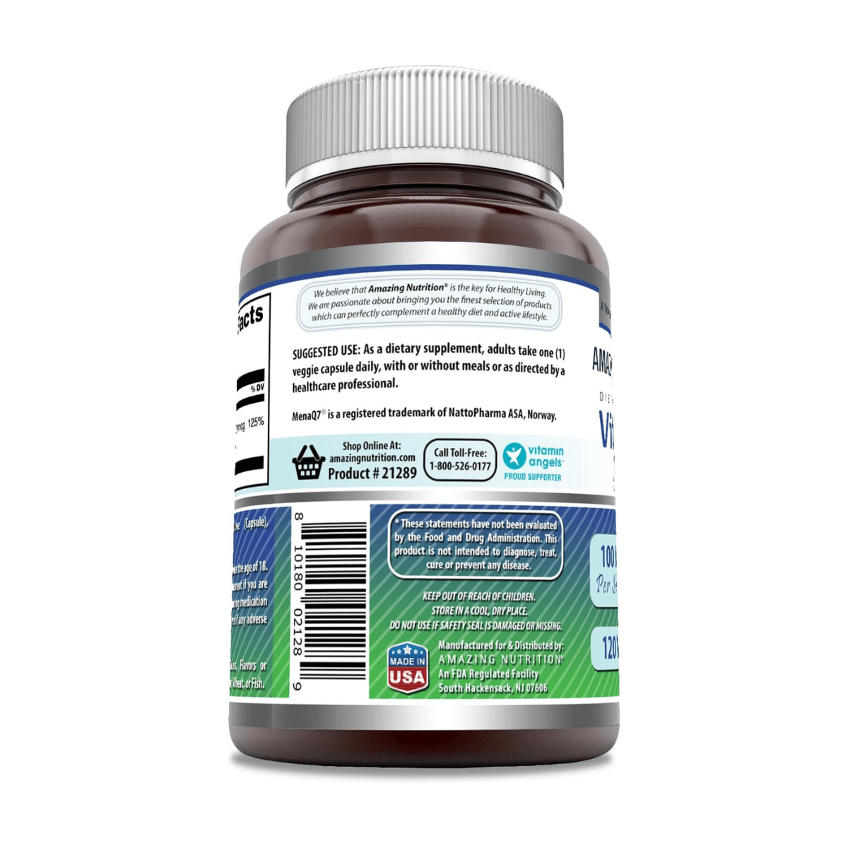 Amazing Nutrition Vitamina K2 Salud Ósea, Cardio 120 cápsulas - Hi Vitamins
