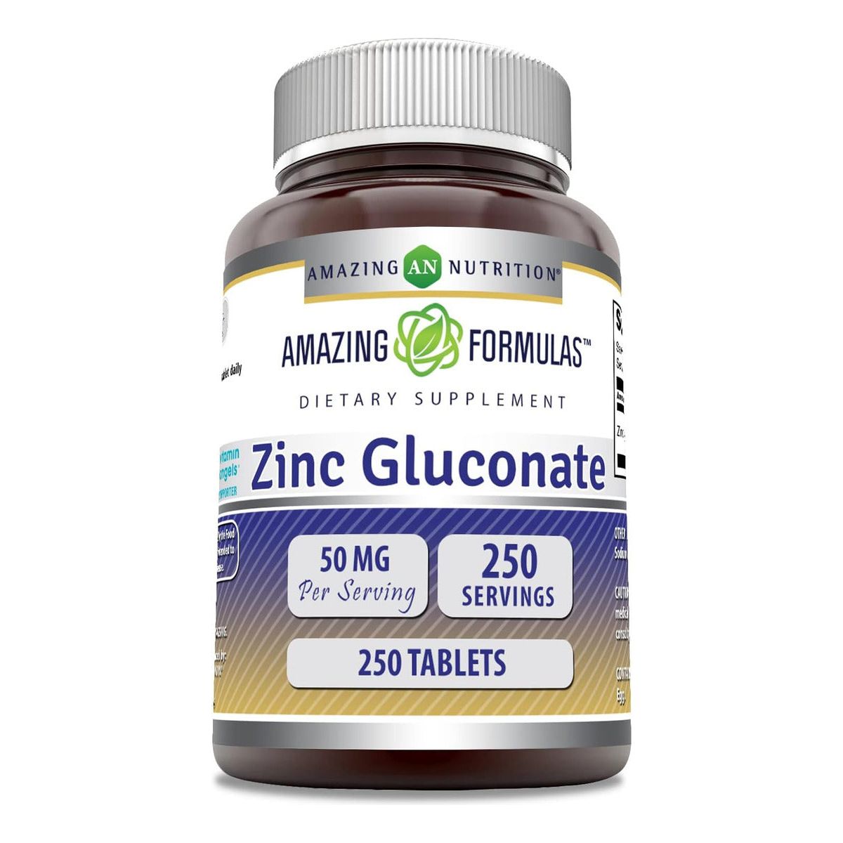 Amazing Nutrition® Gluconato de Zinc 50 Mg 250 Tabletas - Hi Vitamins
