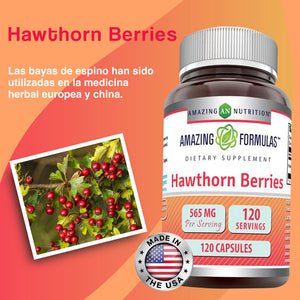 AMAZING FORMULAS HAWTHORN BERRIES 565MG ESPINO 120 CAPSULES