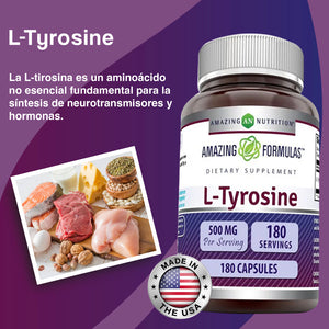 AMAZING NUTRITION L-TYROSINE 500MG 180 CAPSULES