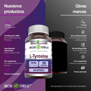 AMAZING NUTRITION L-TYROSINE 500MG 180 CAPSULES