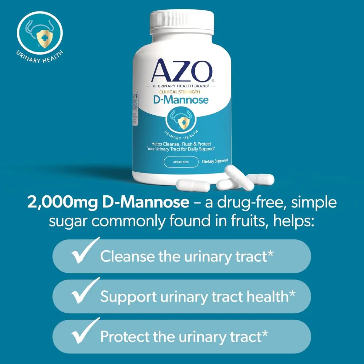 AZO D - Mannose Salud del Tracto Urinario 120 Cápsulas - Hi Vitamins