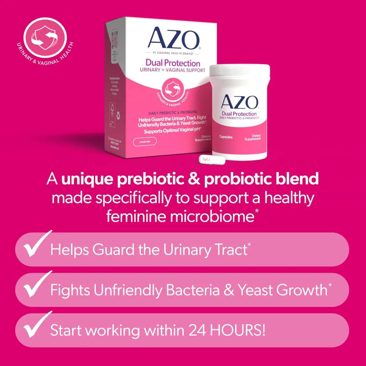 AZO Dual Protection 30 Cápsulas Probiótico + Prebiótico Femenino - Hi Vitamins