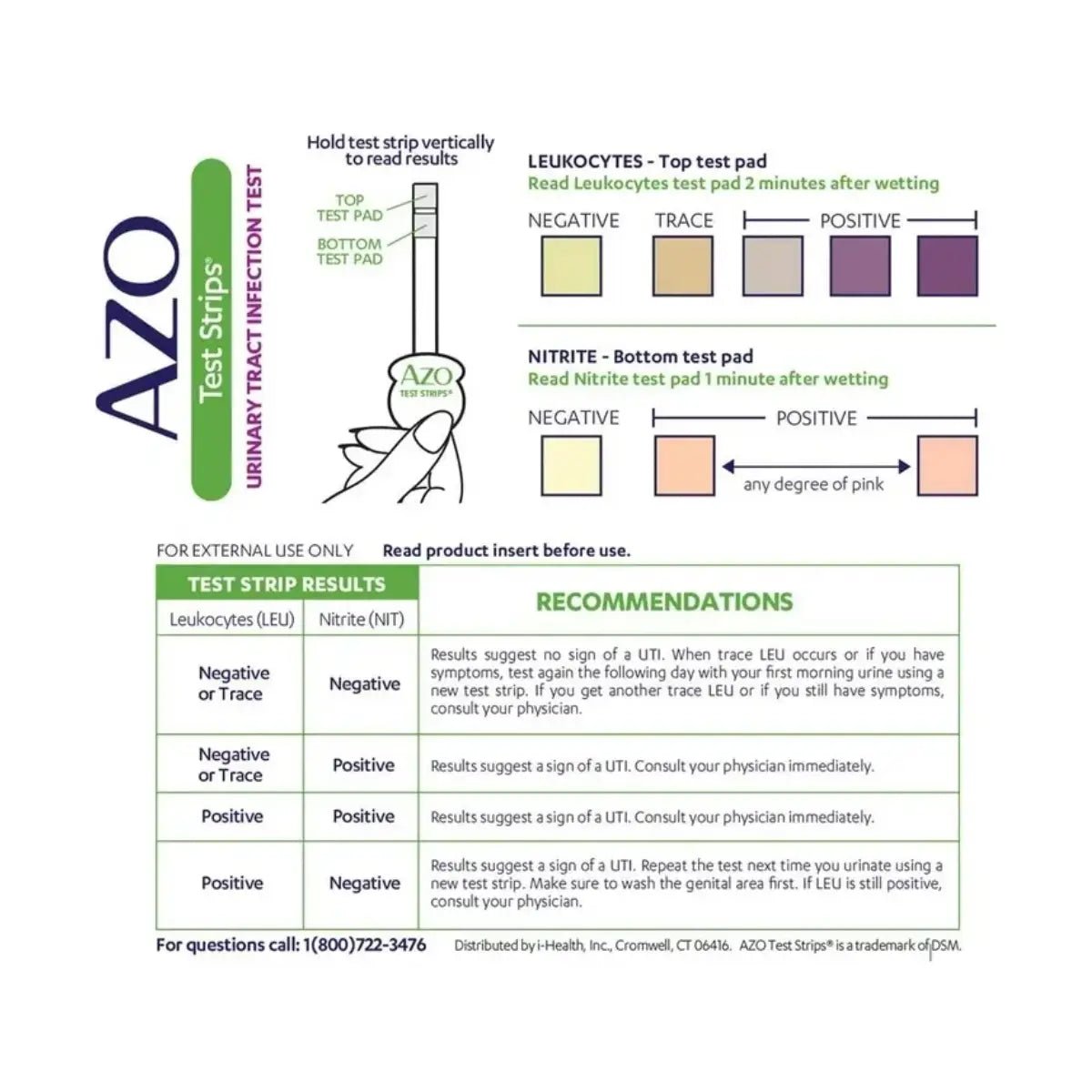 AZO Tiras para Pruebas de Infección del Tracto Urinario - 3 Pruebas de Autodiagnóstico - Hi Vitamins