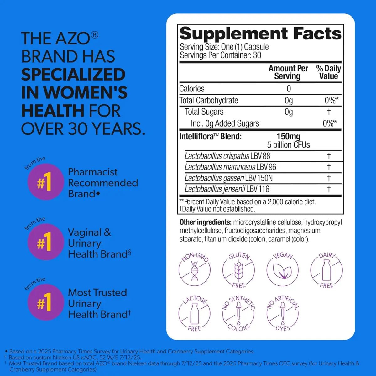 AZO® Probiótico Diario para Balance Femenino 30 Cápsulas - Hi Vitamins