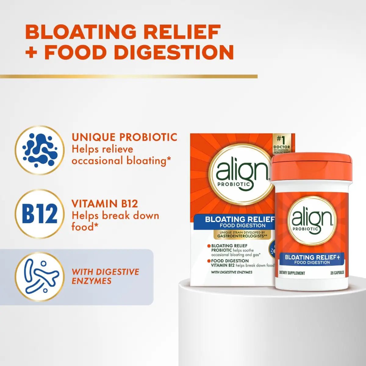 Align Probiotic Alivio de Hinchazón + Digestión de Alimentos 28 Cápsulas - Hi Vitamins