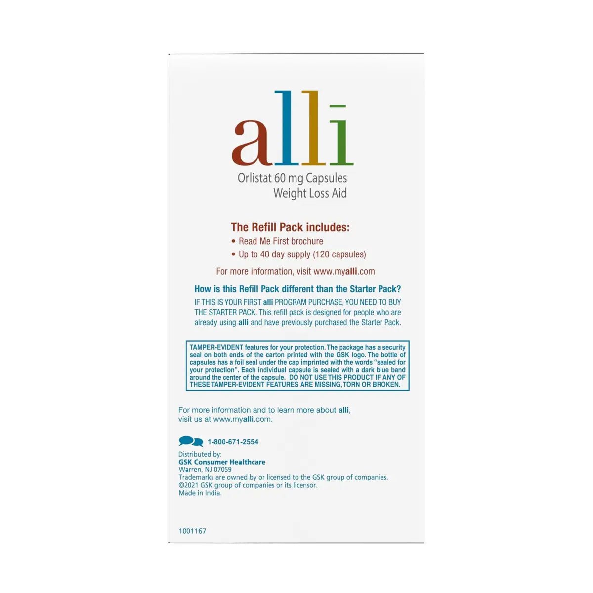 Alli Weight Loss Diet Pills Orlistat 60mg 120 Cápsulas - Hi Vitamins