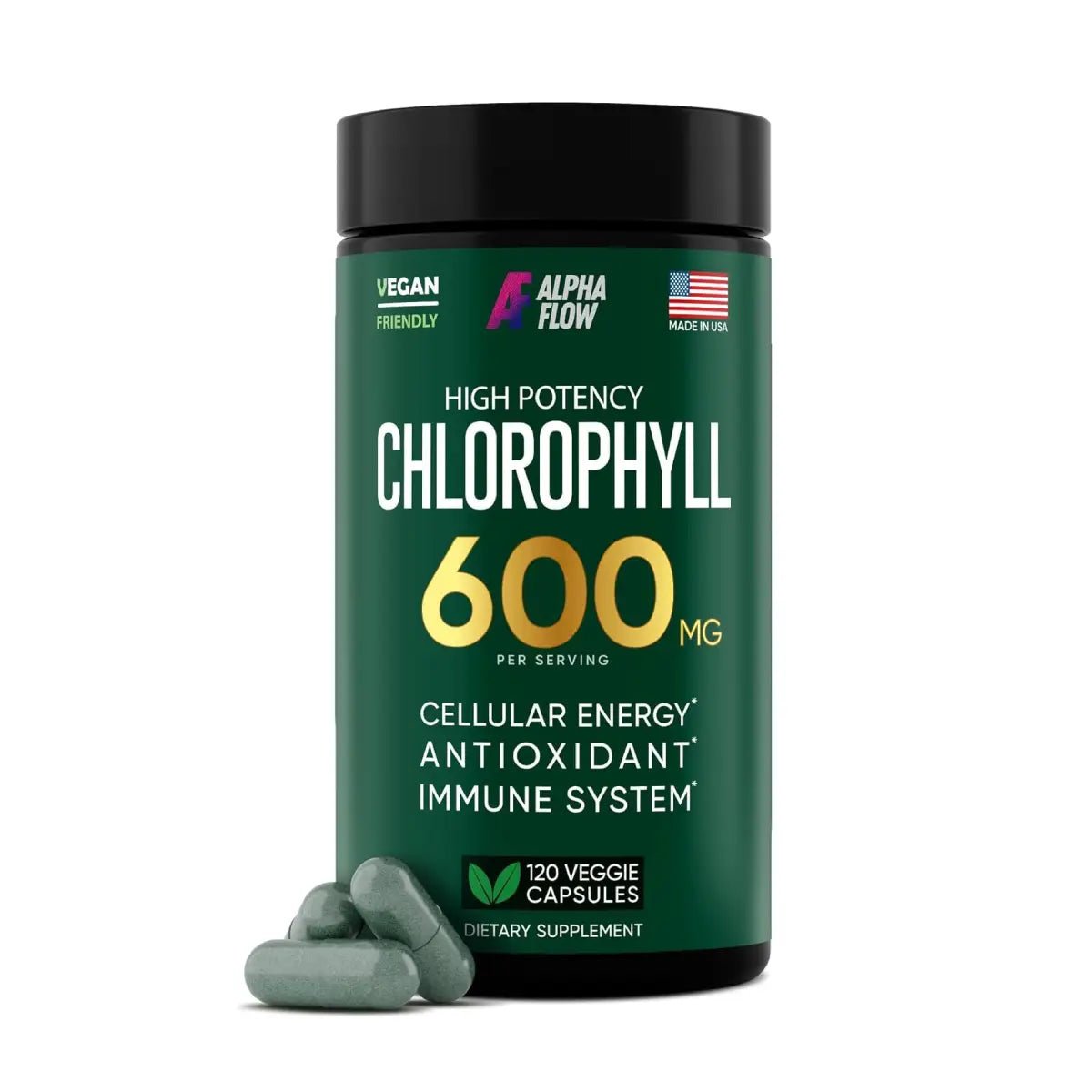 Alpha Flow Clorofila Concentrada 600 mg 120 Cápsulas - Hi Vitamins