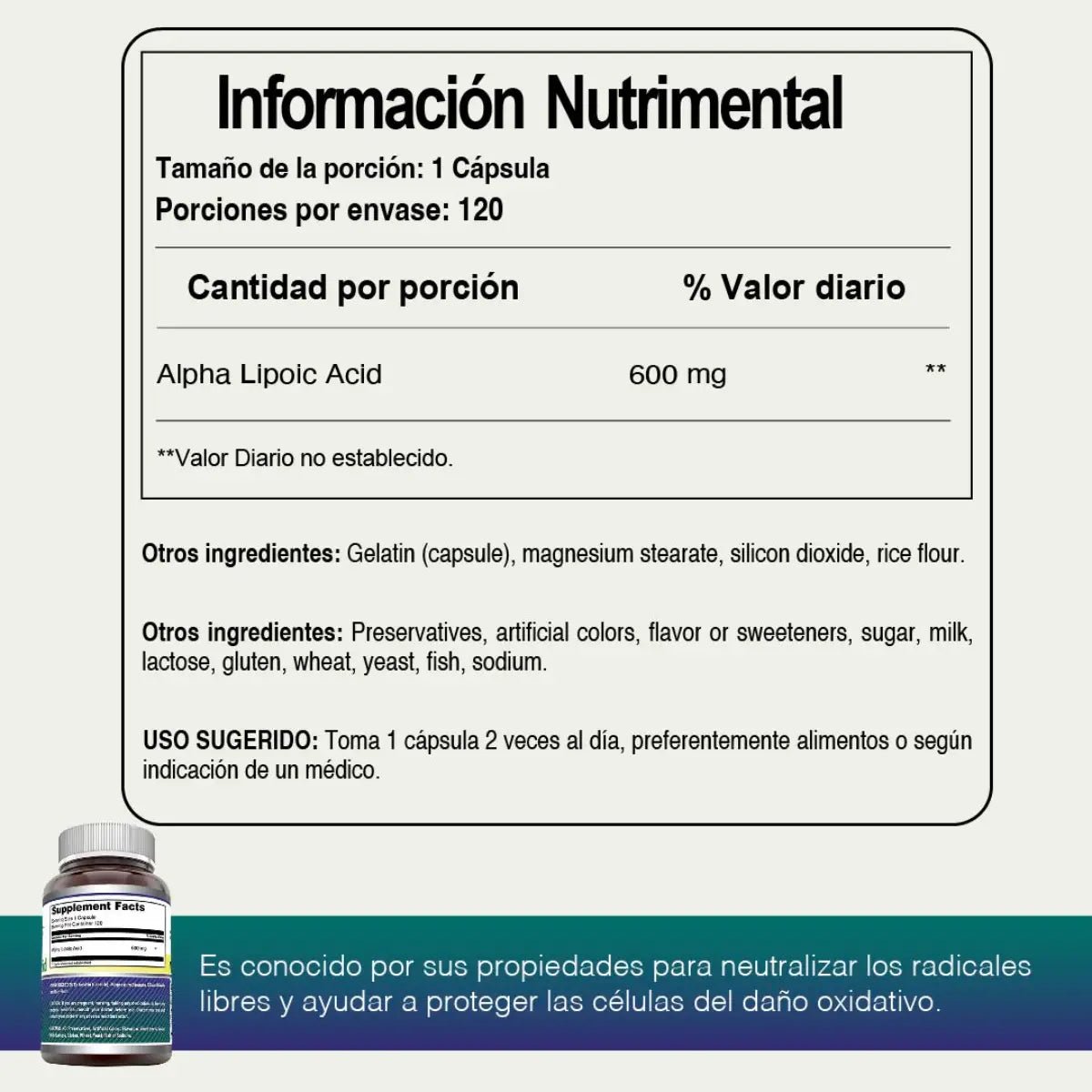 Amazing Formulas Ácido Alfa Lipoico 600 Mg 120 Cápsulas - Hi Vitamins