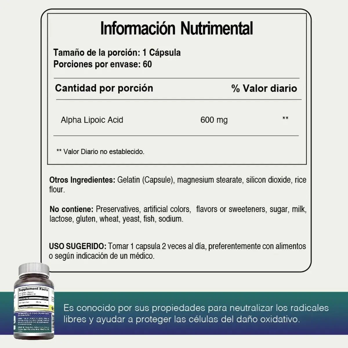 Amazing Formulas Ácido Alfa Lipoico 600 Mg 60 Cápsulas - Hi Vitamins