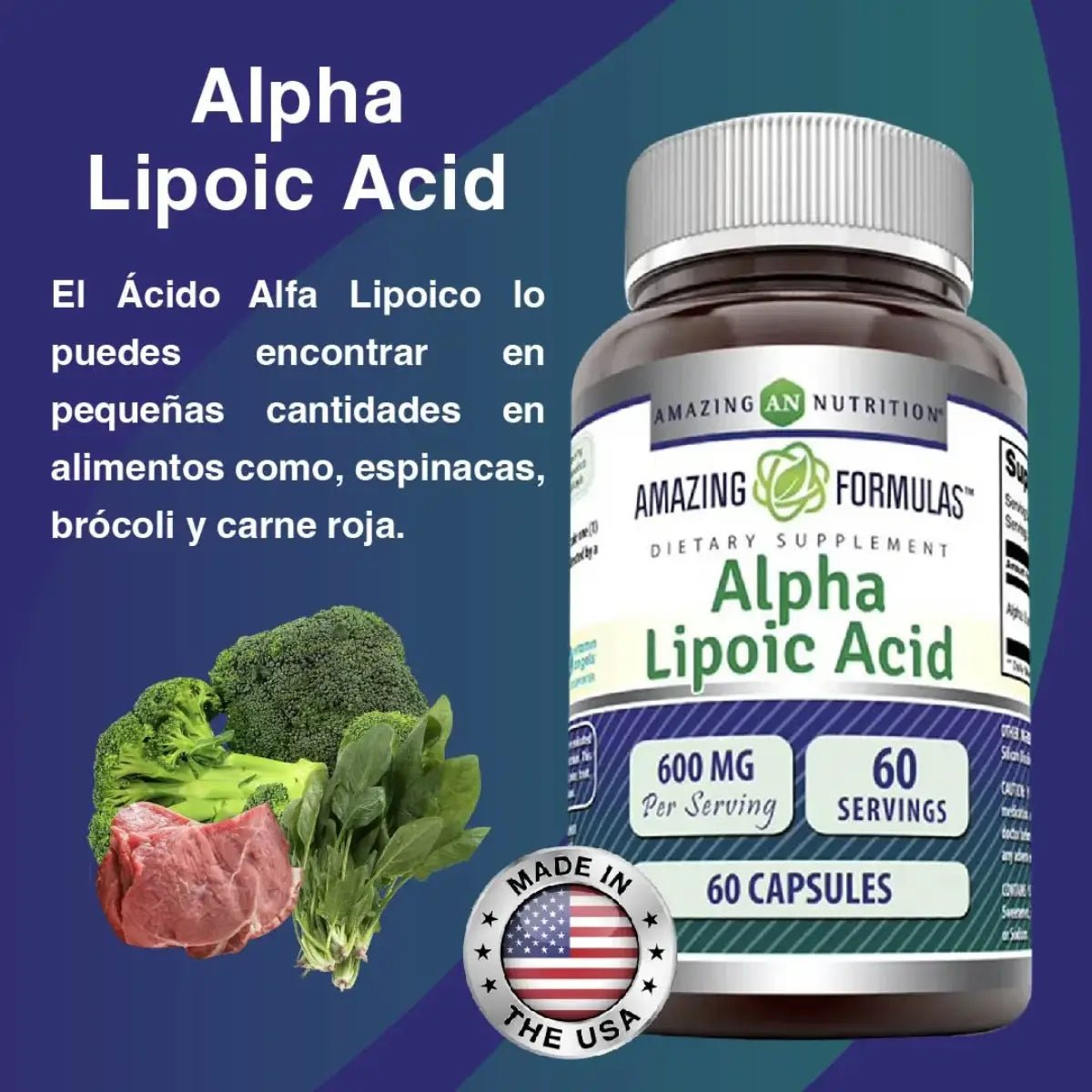 Amazing Formulas Ácido Alfa Lipoico 600 Mg 60 Cápsulas - Hi Vitamins