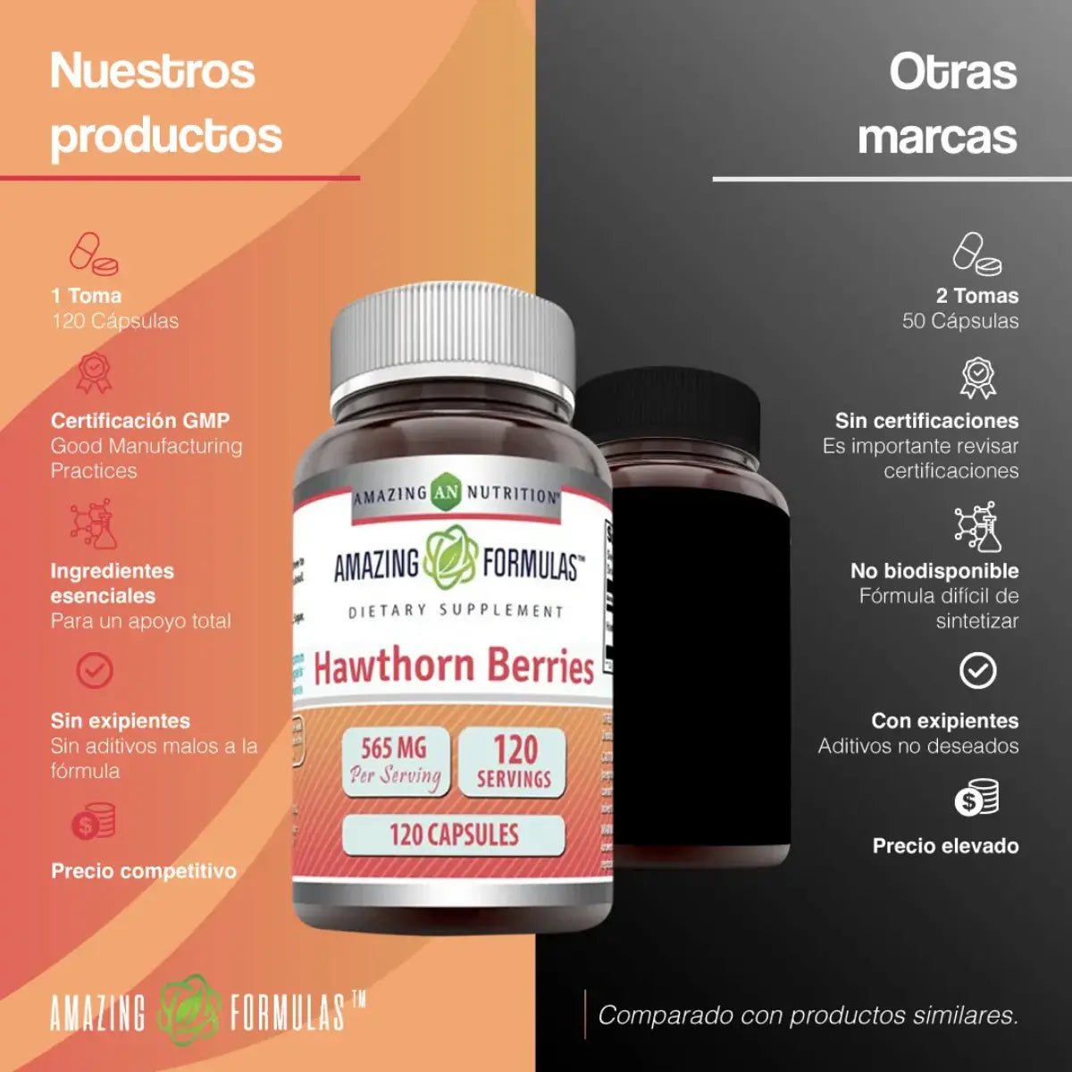 Amazing Formulas Bayas de Espino 565mg 120 Cápsulas - Hi Vitamins